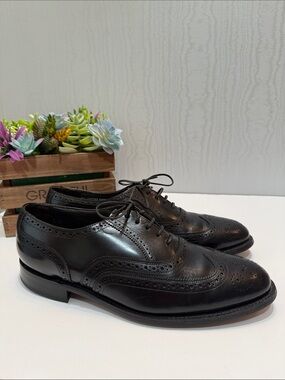 Vintage Hanover Master-Flex Black All Leather Wingtip Oxfords USA Sz 12 E/C